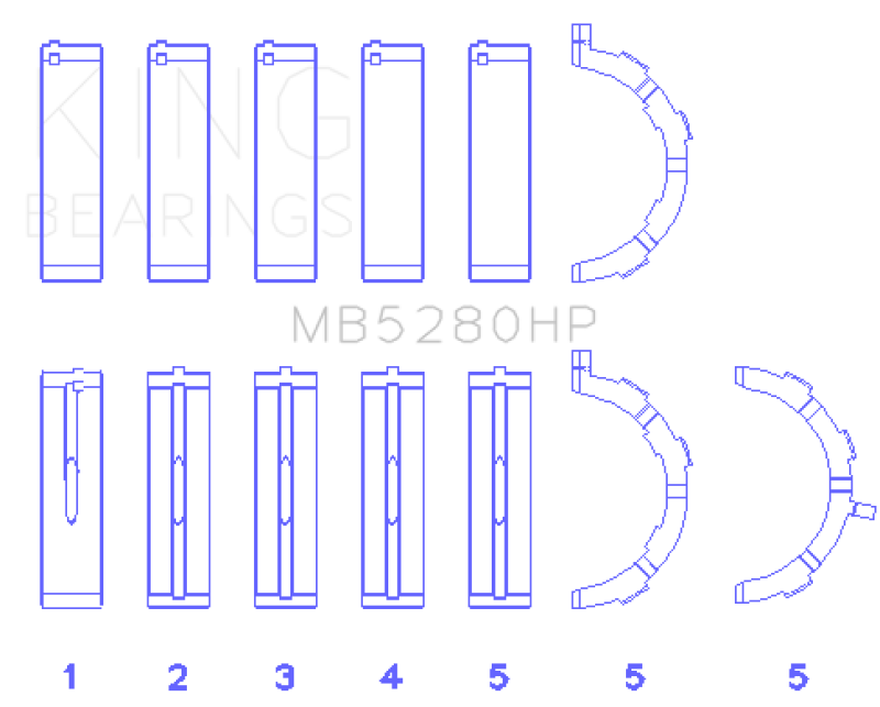 King Engine Bearings Ford Prod. V8 4.6L/5.4L (Size 0.25) Performance Main Bearing Set