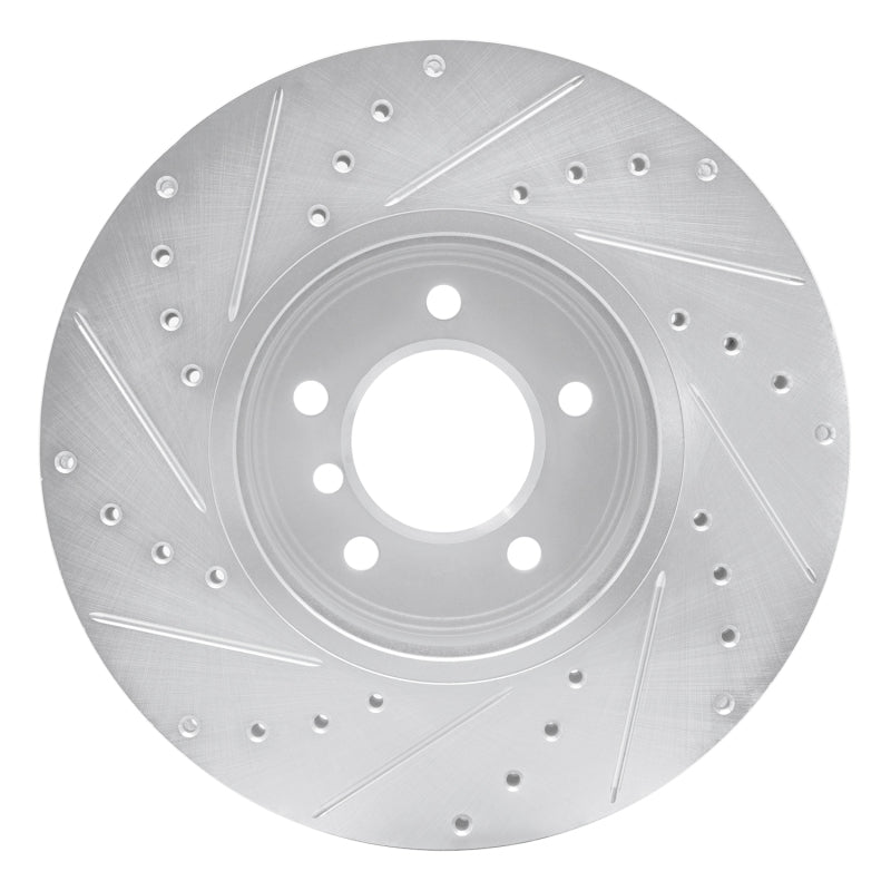 R1 Concepts R1 04-10 BMW 530I Front Right Drilled & Slotted Silver Brake Rotor