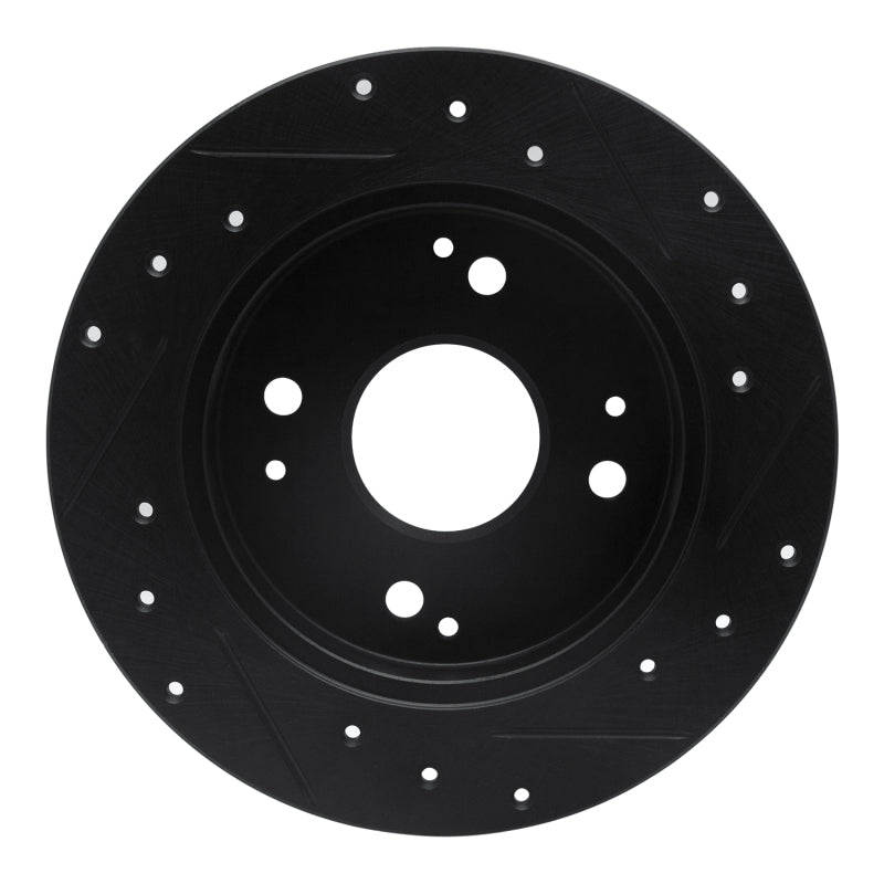 R1 Concepts R1 92-97 Acura CL Rear Left Drilled & Slotted Black Brake Rotor
