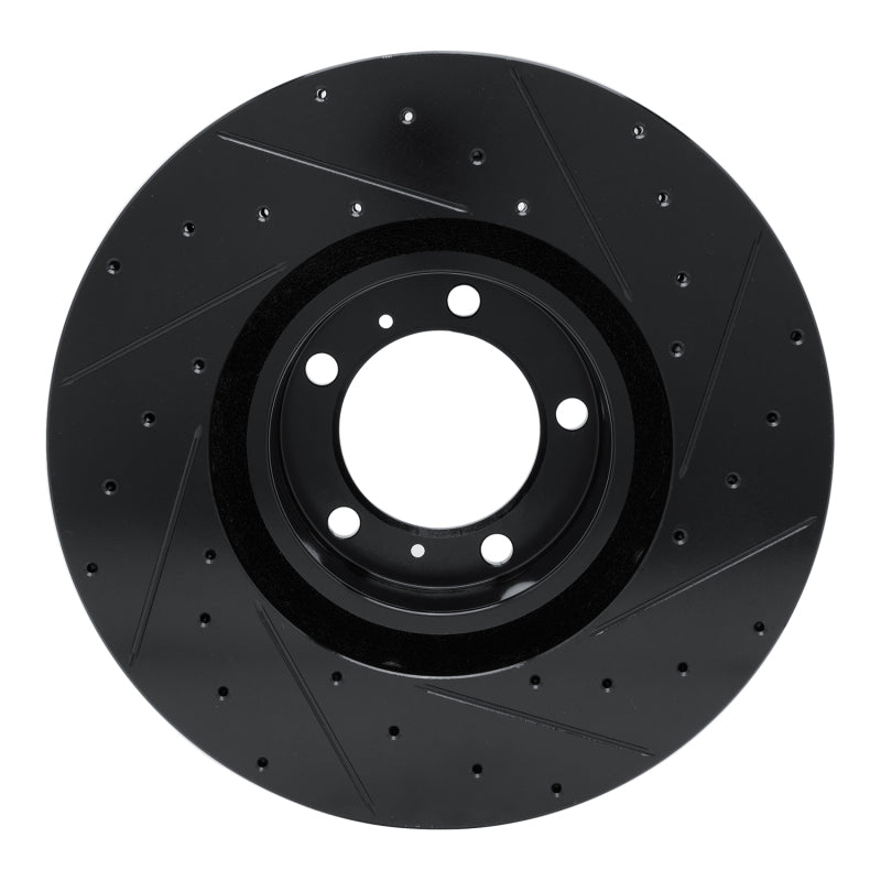 R1 Concepts R1 10-24 Audi e-Tron GT Left Front Drilled & Slotted Black Brake Rotor