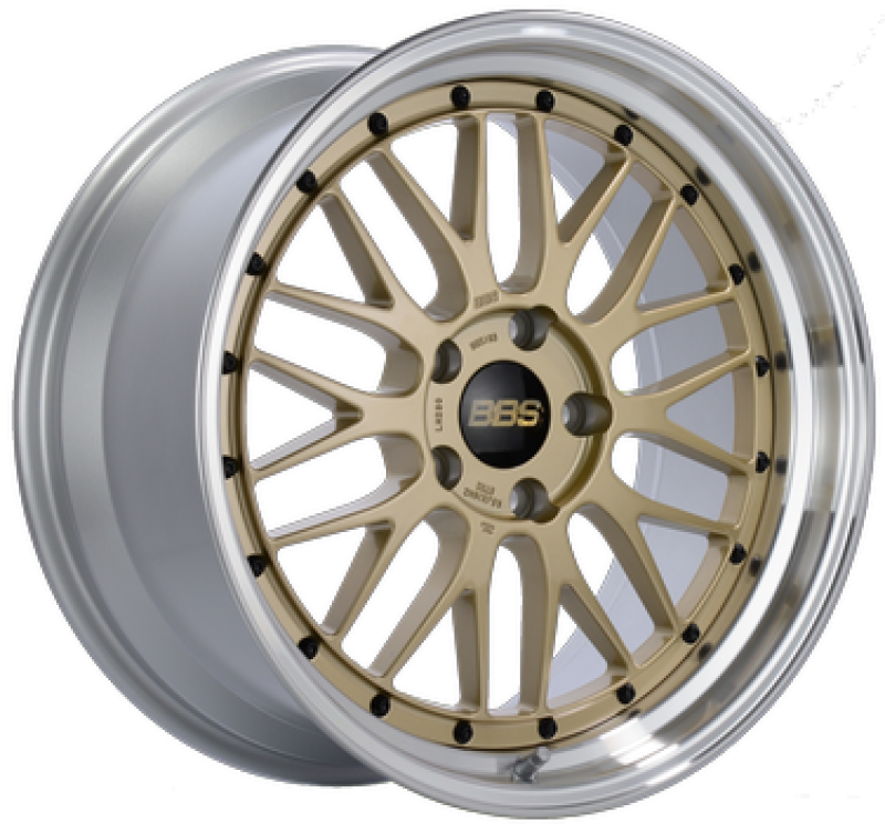 BBS LM 19x8.5 5x112 ET25 PFS Gold Center Diamond Cut Lip Wheel - 82mm PFS/Clip Required