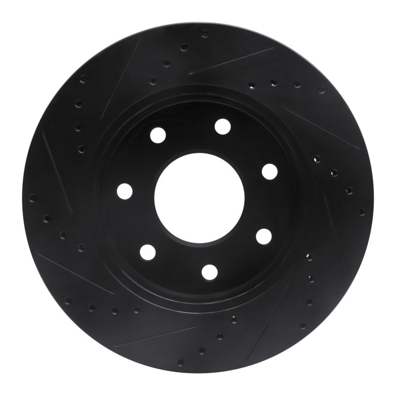 R1 Concepts R1 04-08 Ford F-150 4WD Front Left Drilled & Slotted Black Brake Rotor
