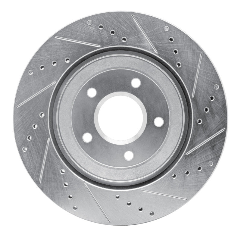 R1 Concepts R1 97-09 Cadillac XLR Right Front Drilled & Slotted Silver Brake Rotor