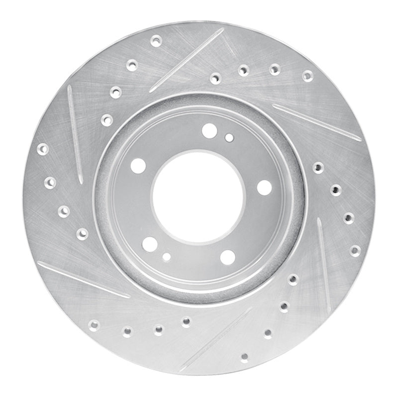 R1 Concepts R1 83-89 Chrysler Conquest Front Right Drilled & Slotted Silver Brake Rotor