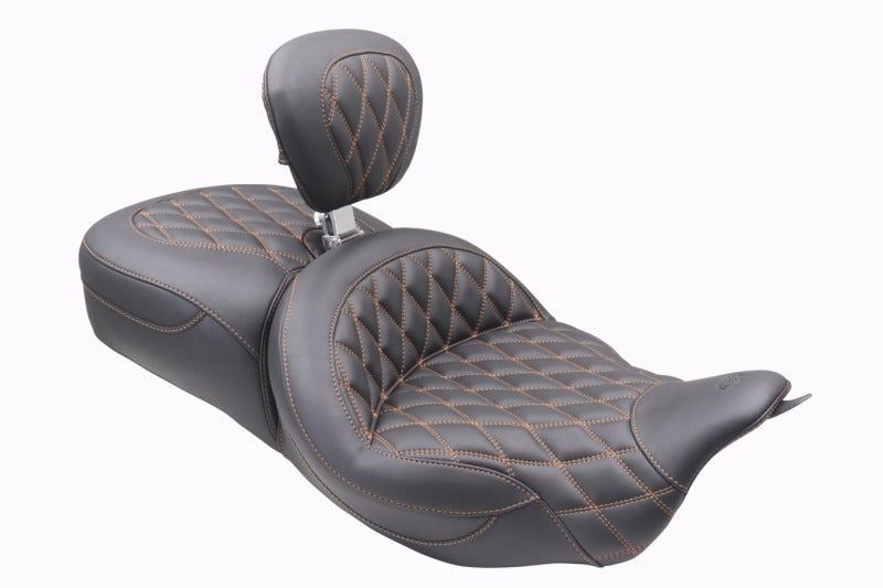 Mustang Motorcycle Mustang 08-25 Harley FL Touring Rd King Sp, Rd Glide Ltd, Dble Diamond ST Backrest - Black/MO