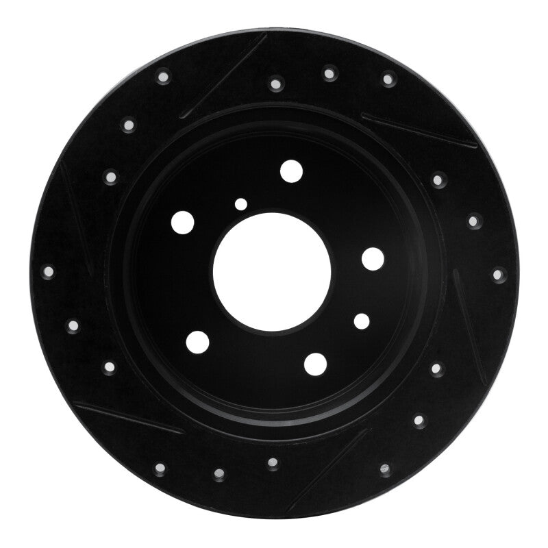 R1 Concepts R1 89-91 Mazda RX-7 Rear Right Drilled & Slotted Black Brake Rotor