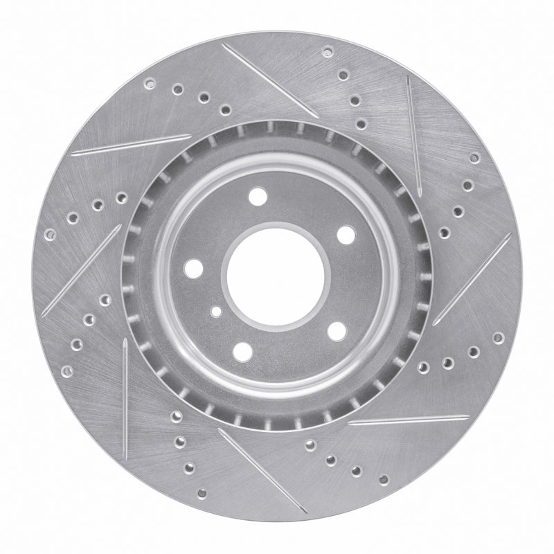R1 Concepts R1 03-08 Infiniti G35 Front Left Drilled & Slotted Silver Brake Rotor