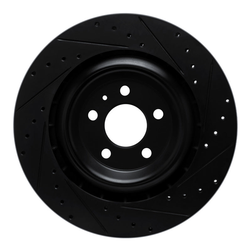 R1 Concepts R1 15-18 Porsche Macan Rear Left Drilled & Slotted Black Brake Rotor