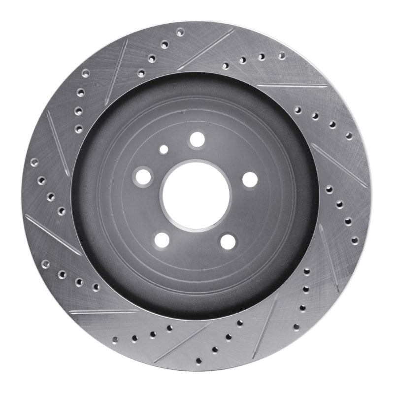 R1 Concepts R1 13-19 Ford Police Interceptor Sedan Rear Right Drilled & Slotted Silver Brake Rotor