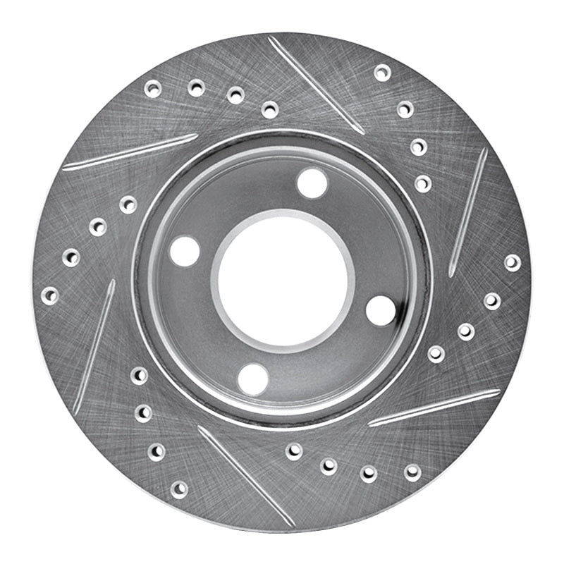 R1 Concepts R1 84-87 Audi 4000 Quattro Front Left Drilled & Slotted Silver Brake Rotor