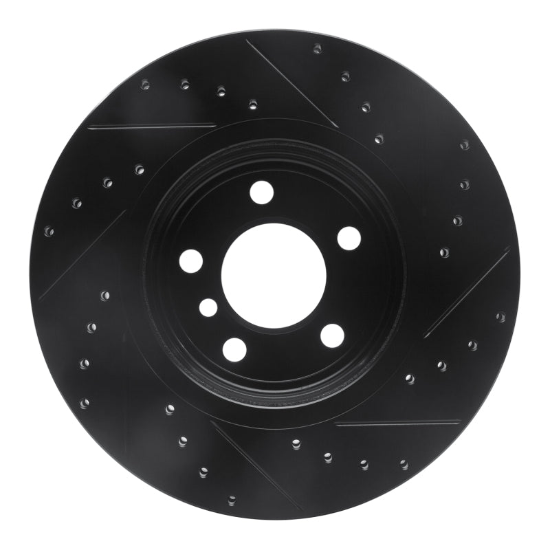 R1 Concepts R1 04-10 BMW X3 Front Left Drilled & Slotted Black Brake Rotor