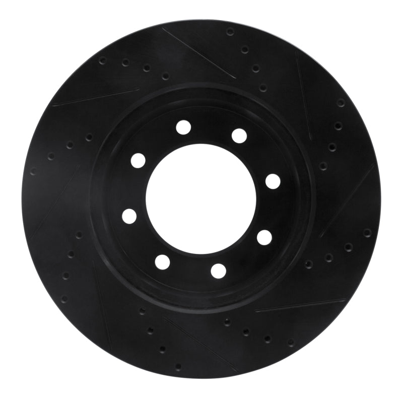 R1 Concepts R1 09-25 Dodge Ram 2500 Front Left Drilled & Slotted Black Brake Rotor