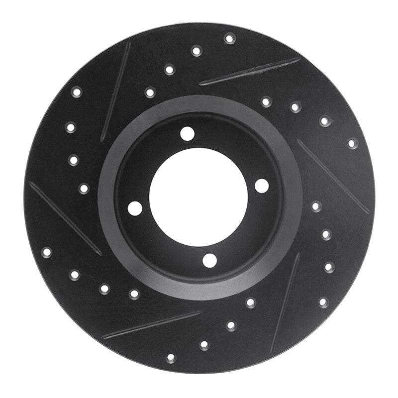 R1 Concepts R1 72-82 Toyota CORONA Front Right Drilled & Slotted Black Brake Rotor