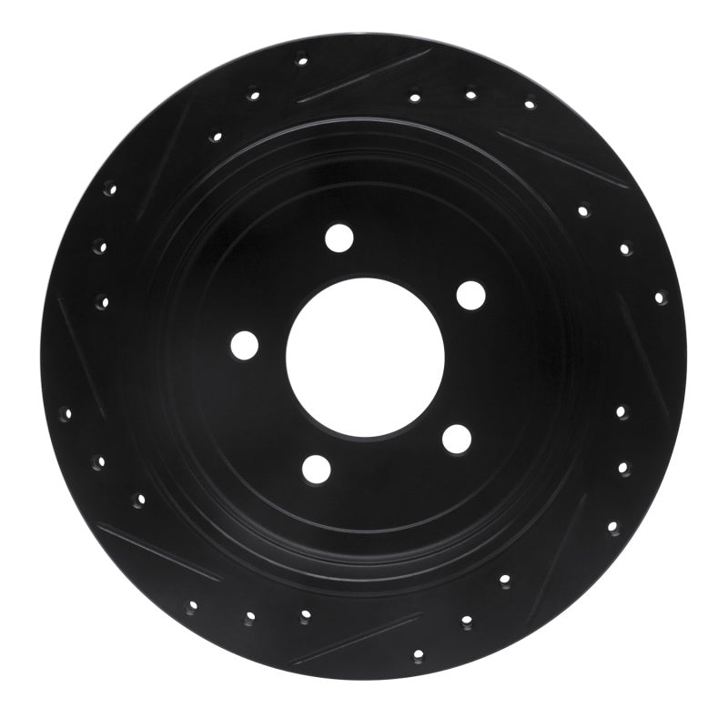 R1 Concepts R1 97-04 Ford F-150 RWD Rear Right Drilled & Slotted Black Brake Rotor