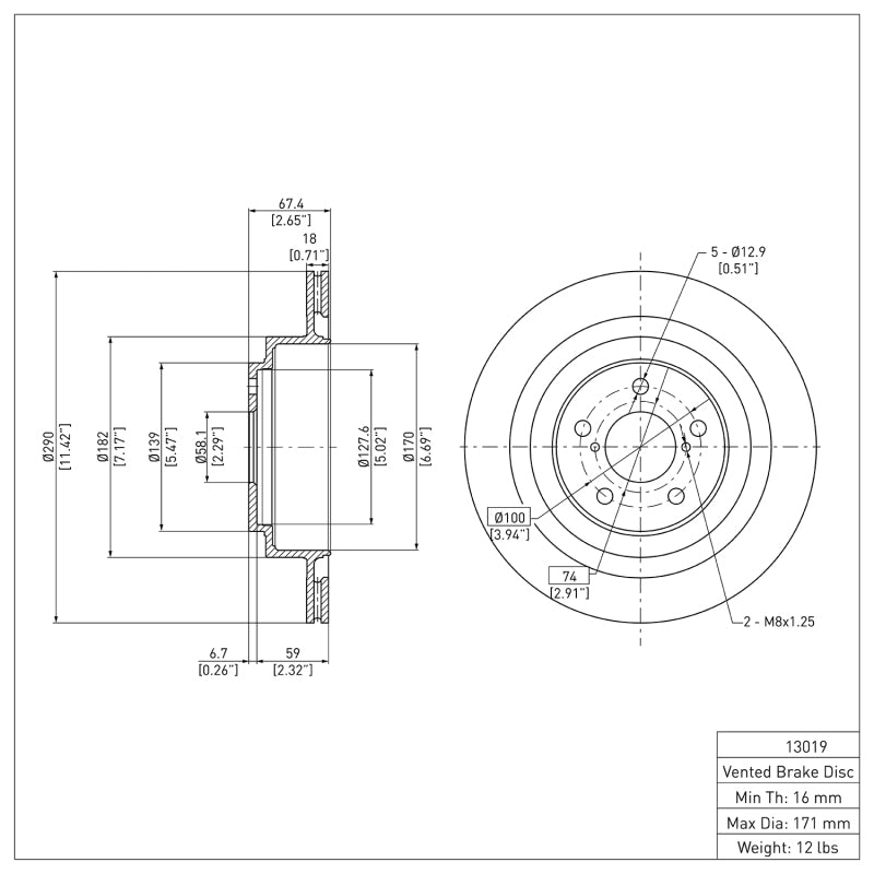 DFC 05-09 Subaru Impreza Rear Brake Rotor