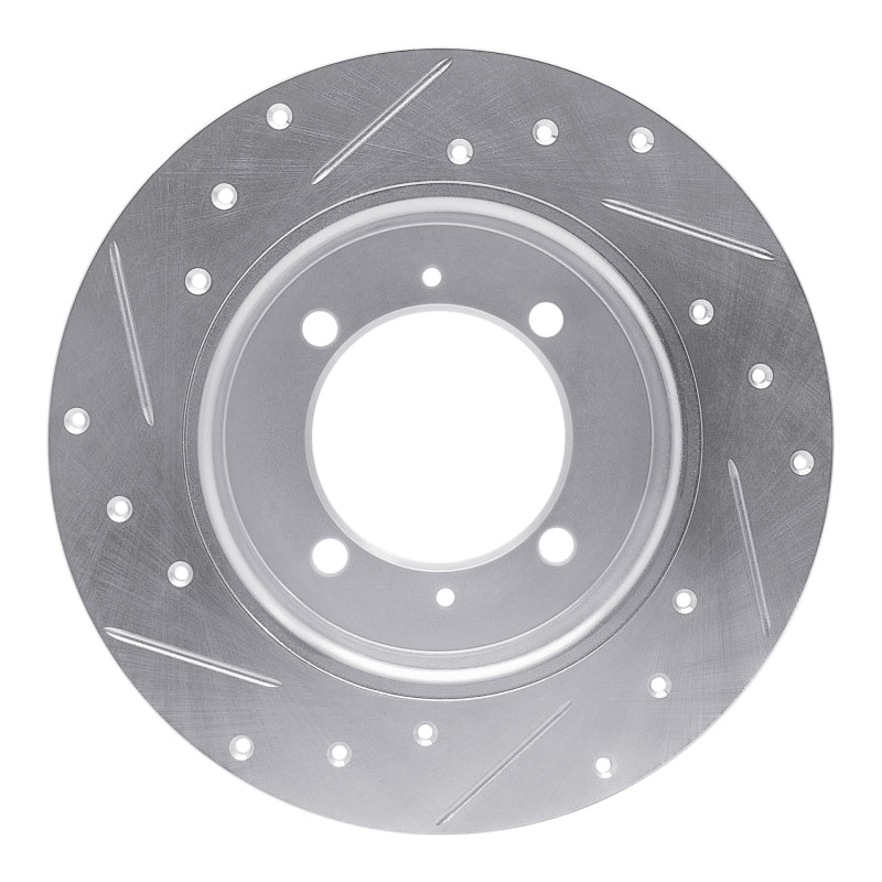 R1 Concepts R1 88-93 Dodge COLT Rear Right Drilled & Slotted Silver Brake Rotor