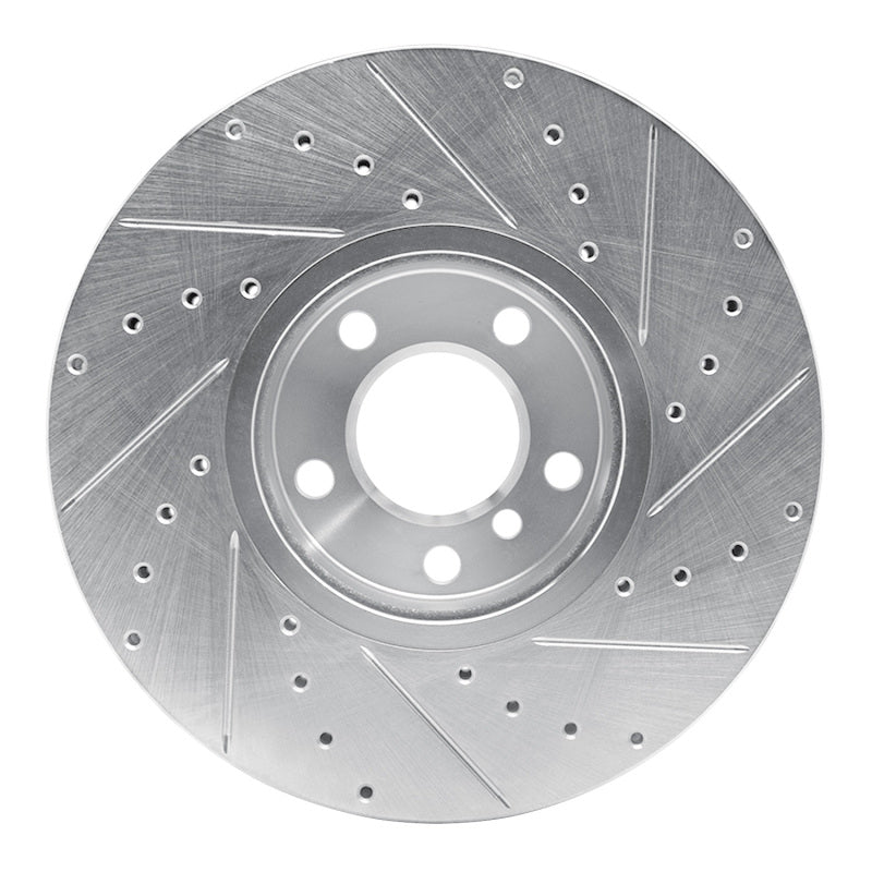 R1 Concepts R1 07-19 BMW X5 Front Left Drilled & Slotted Silver Brake Rotor