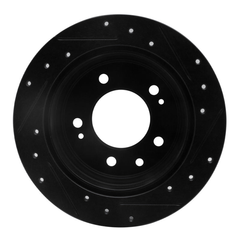 R1 Concepts R1 09-16 Hyundai Tucson Rear Left Drilled & Slotted Black Brake Rotor