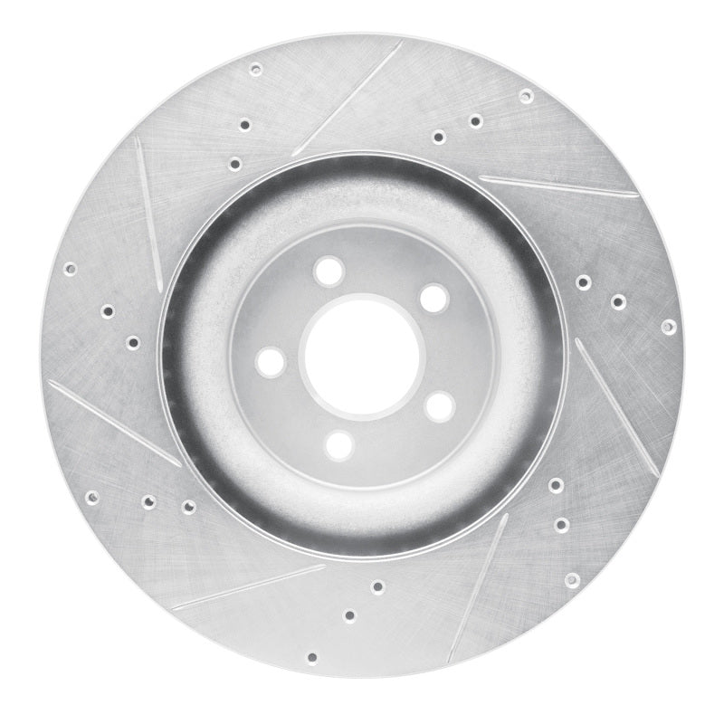 R1 Concepts R1 15-23 Ford Mustang Front Right Drilled & Slotted Silver Brake Rotor