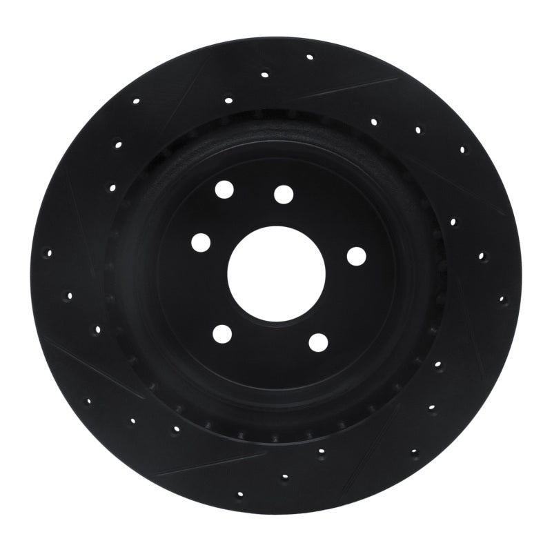 R1 Concepts R1 03-08 Infiniti G35 Rear Right Drilled & Slotted Black Brake Rotor