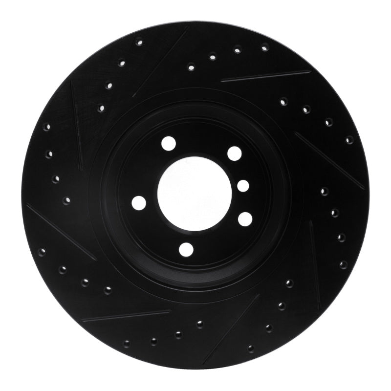 R1 Concepts R1 07-15 BMW 335I Front Right Drilled & Slotted Black Brake Rotor