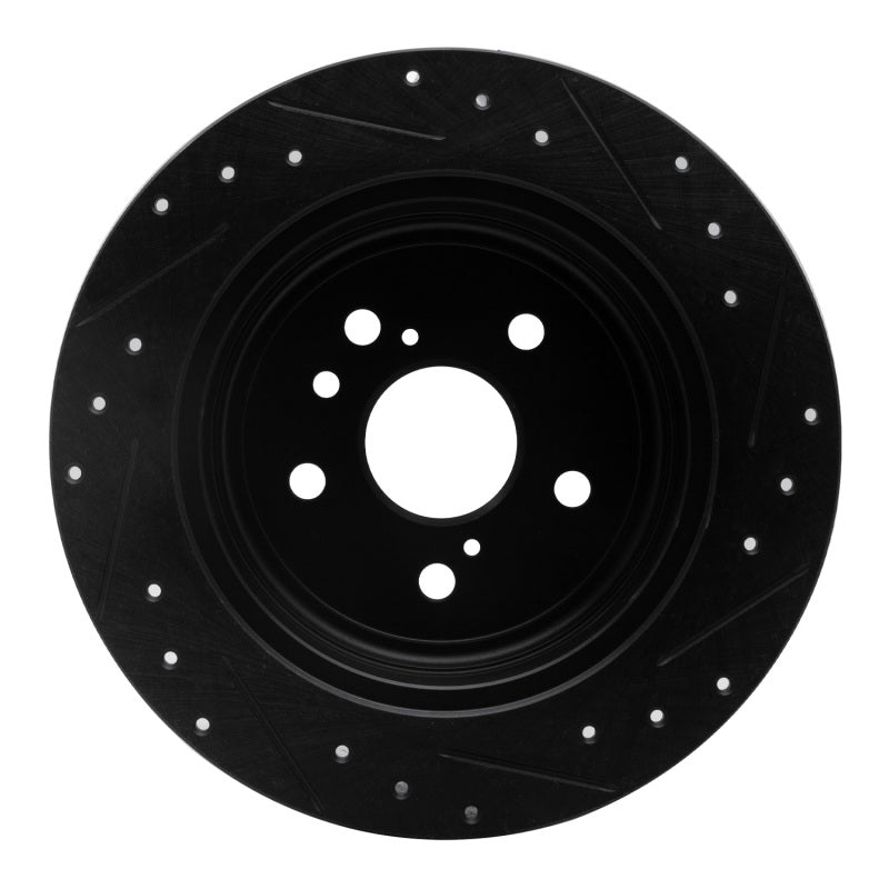 R1 Concepts R1 08-13 Toyota Highlander Rear Left Drilled & Slotted Black Brake Rotor