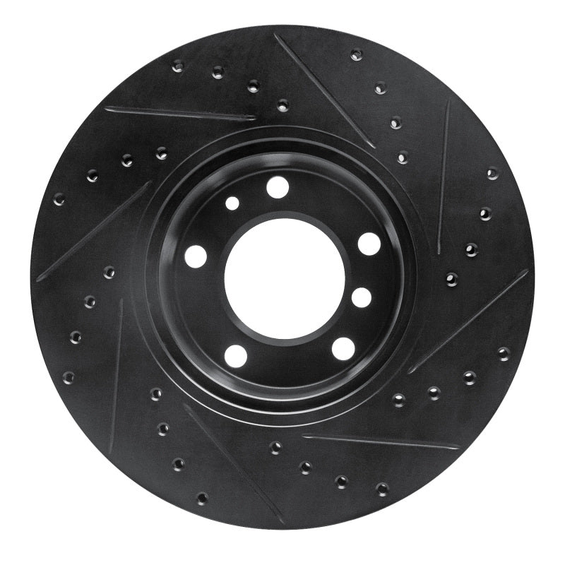 R1 Concepts R1 89-95 BMW 530I Front Left Drilled & Slotted Black Brake Rotor