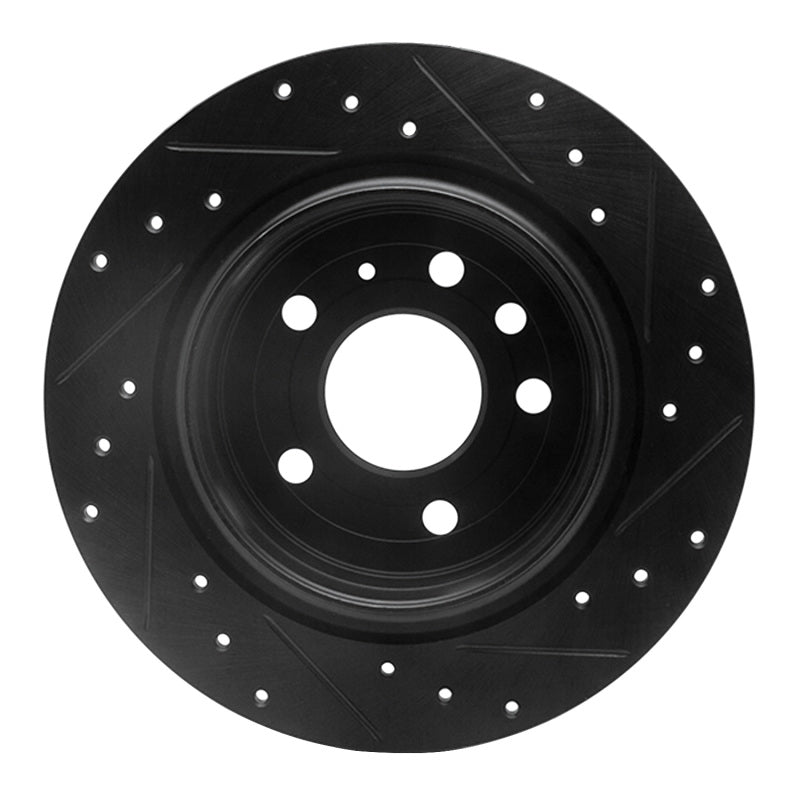 R1 Concepts R1 99-10 Saab 9-5 Rear Left Drilled & Slotted Black Brake Rotor