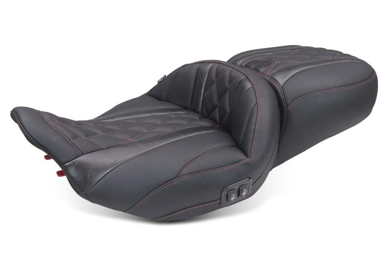 Mustang Motorcycle Mustang 23-26 Harley CVO Road Glide Street Glide Heated Deluxe Diamond ST 1pc 2Up Blk w/Bea Thread