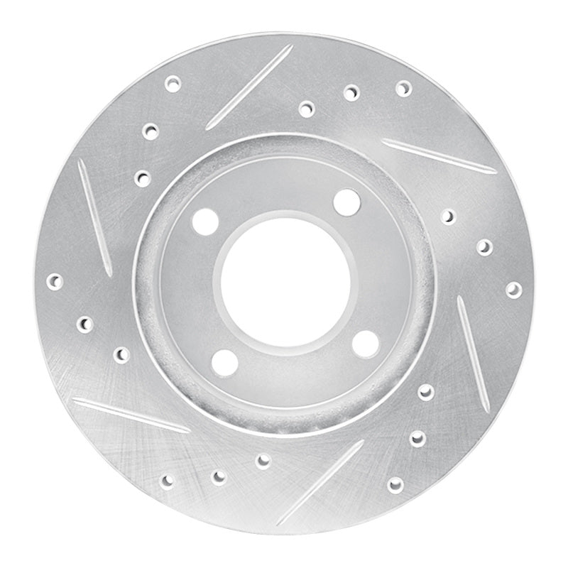 R1 Concepts R1 92-00 Dodge COLT Front Right Drilled & Slotted Silver Brake Rotor
