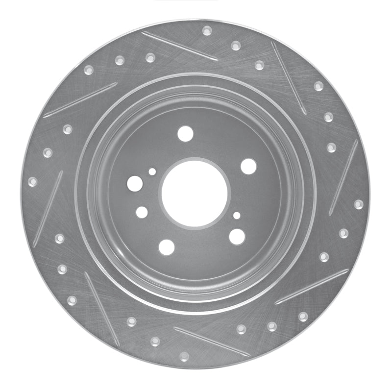 R1 Concepts R1 08-13 Toyota Highlander Rear Left Drilled & Slotted Silver Brake Rotor