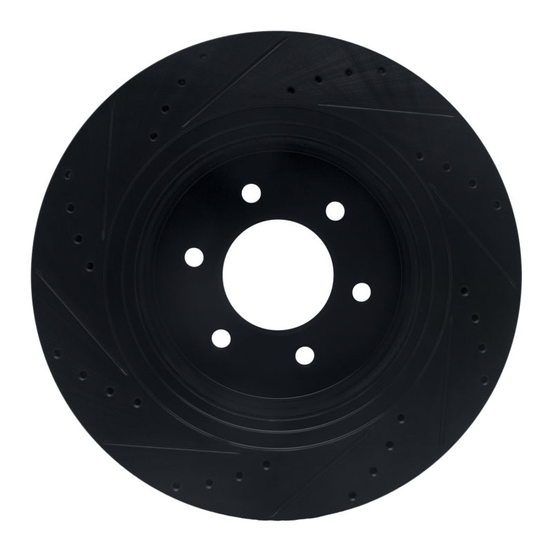 R1 Concepts R1 16-24 Nissan Titan XD Front Right Drilled & Slotted Black Brake Rotor