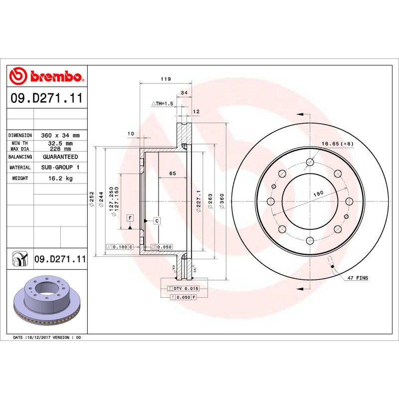 Brembo OE Brembo 08-14 Ford E-150/E-250/08-22 E-350 Super Duty/09-18 E-450 Super Duty UV Coated Rotor
