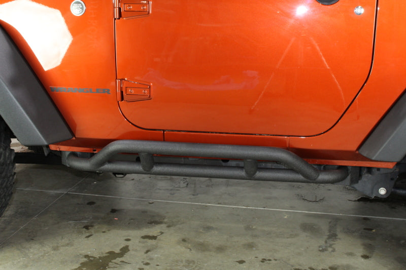 Fishbone Offroad 07-18 Jeep JK 2 Door Wrangler JK Steel Rock Sliders - Blk Textured Powdercoat