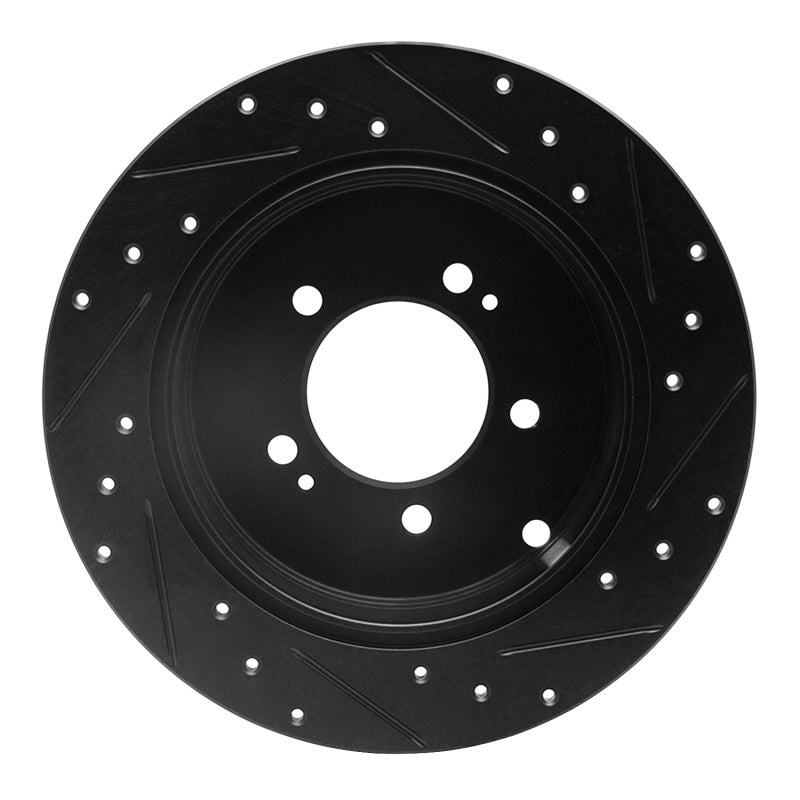 R1 Concepts R1 07-15 Mitsubishi Outlander Rear Left Drilled & Slotted Black Brake Rotor