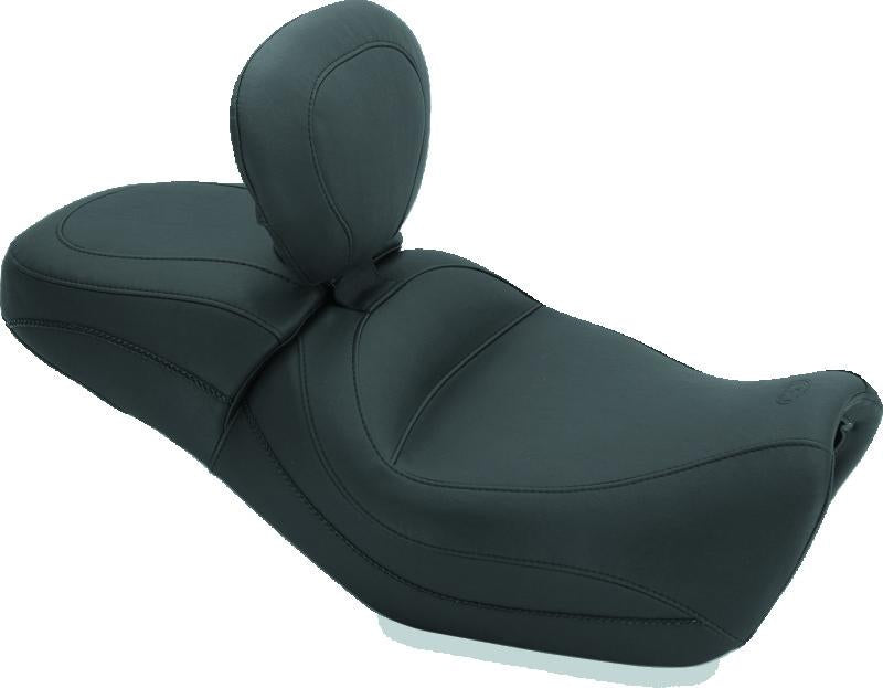 Mustang Motorcycle Mustang 15-21 Harley Street Standard Touring 1PC Seat w/Driver Backrest - Black
