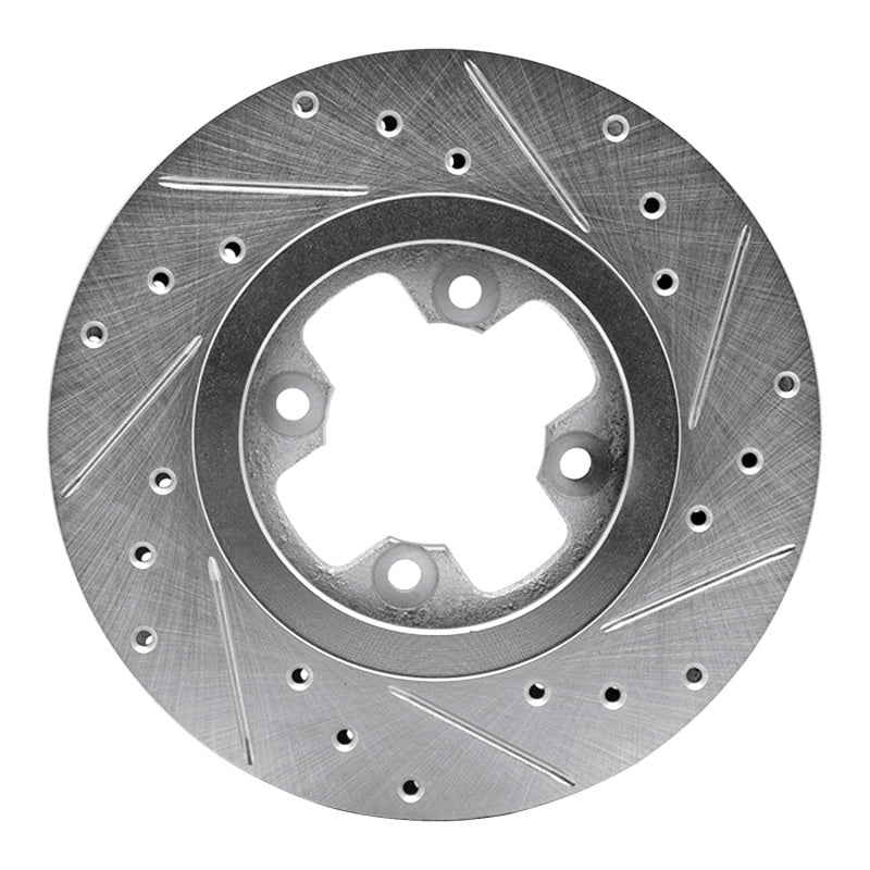 R1 Concepts R1 81-88 Nissan Maxima Front Left Drilled & Slotted Silver Brake Rotor