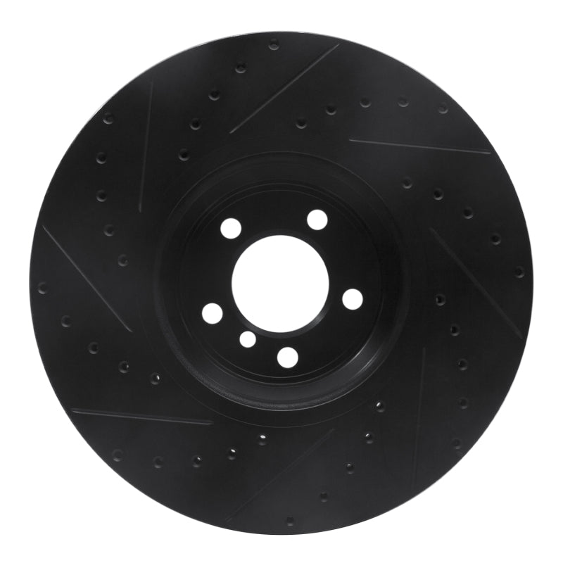 R1 Concepts R1 2007-2008 BMW ALPINA B7 Front Right Drilled & Slotted Black Brake Rotor