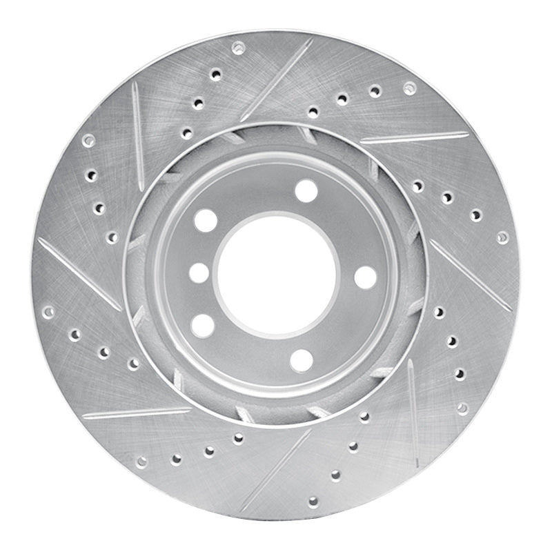 R1 Concepts R1 95-02 BMW M3 Left Front Drilled & Slotted Silver Brake Rotor