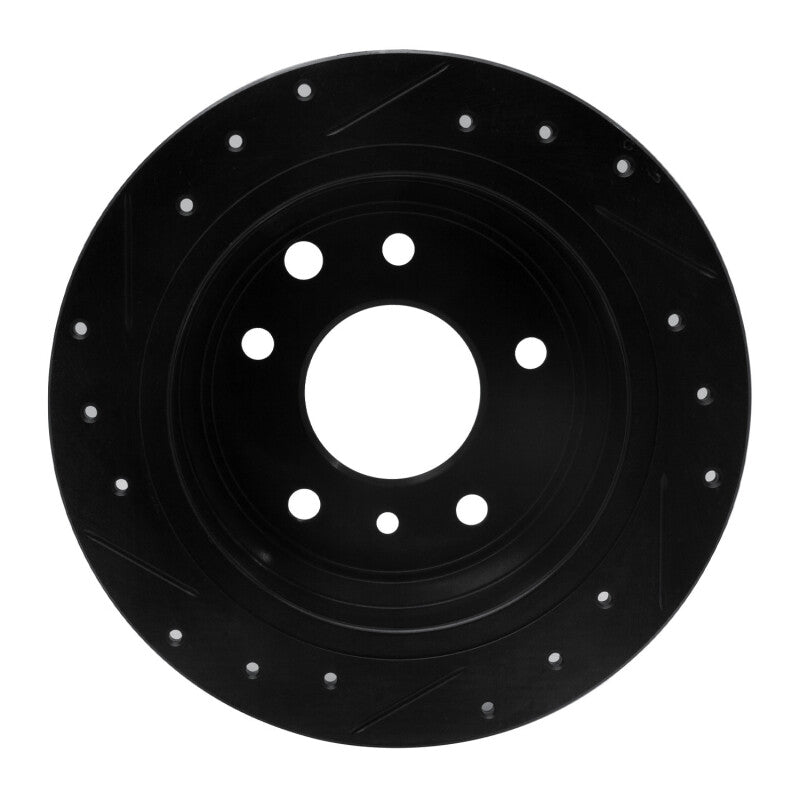 R1 Concepts R1 86-89 Jaguar XJ12 Rear Right Drilled & Slotted Black Brake Rotor