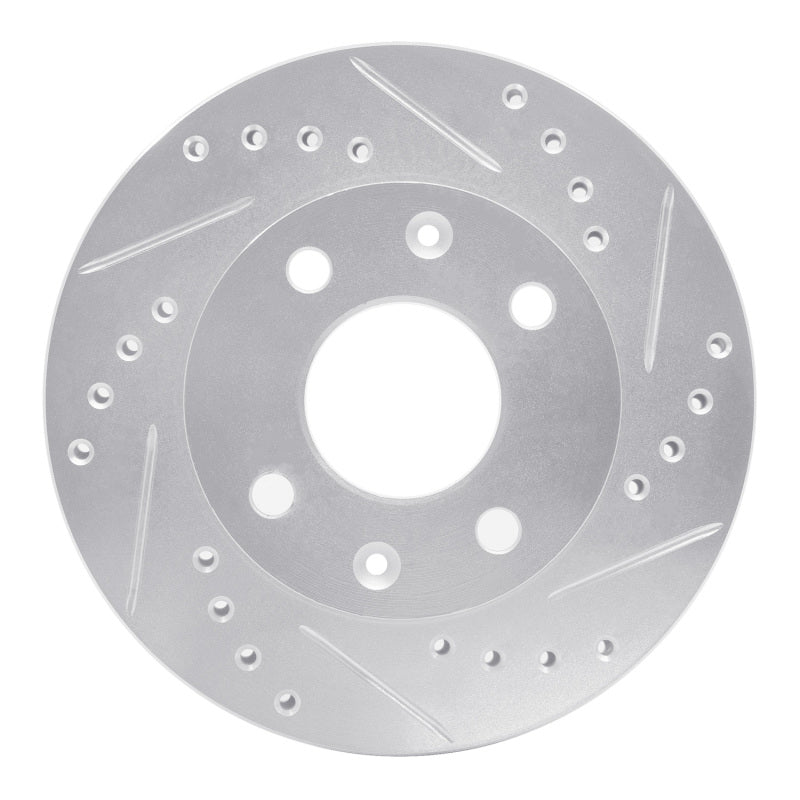 R1 Concepts R1 83-87 Honda Prelude Front Right Drilled & Slotted Silver Brake Rotor