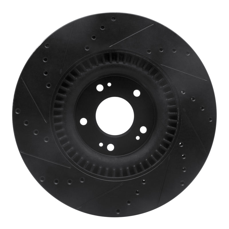 R1 Concepts R1 11-17 Genesis G80 Front Right Drilled & Slotted Black Brake Rotor
