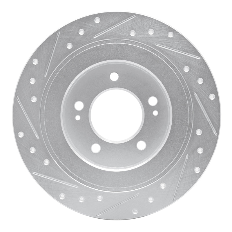 R1 Concepts R1 17-23 Hyundai Kona EV Rear Right Drilled & Slotted Silver Brake Rotor