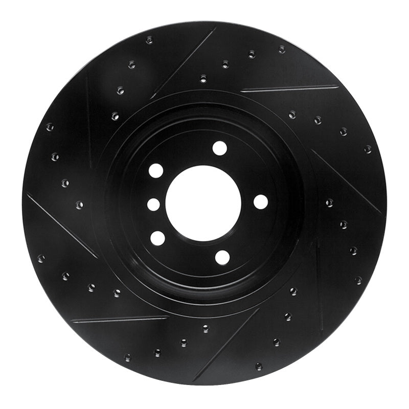R1 Concepts R1 04-10 BMW 650I Convertible Front Right Drilled & Slotted Black Brake Rotor