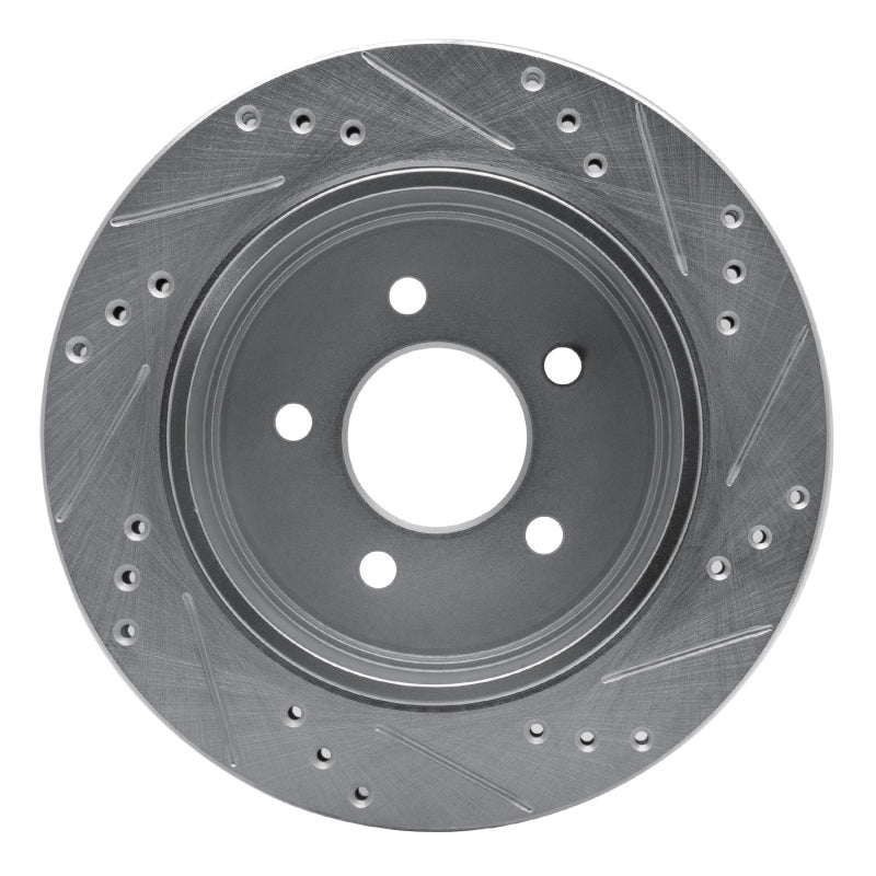 R1 Concepts R1 03-11 Ford Crown Victoria Rear Left Drilled & Slotted Silver Brake Rotor