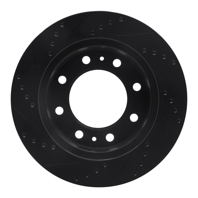 R1 Concepts R1 85-89 Chevrolet P30 Front Right Drilled & Slotted Black Brake Rotor