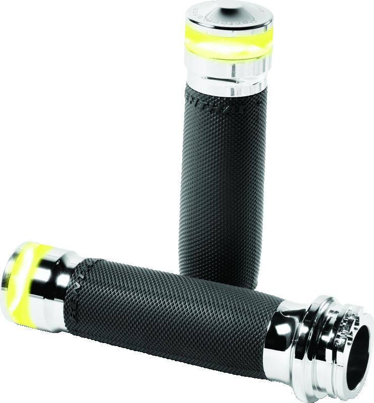 Performance Machine Contour Led Handle Grip Set - Chrome