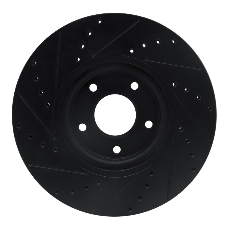 R1 Concepts R1 07-17 Nissan Sentra Front Right Drilled & Slotted Black Brake Rotor