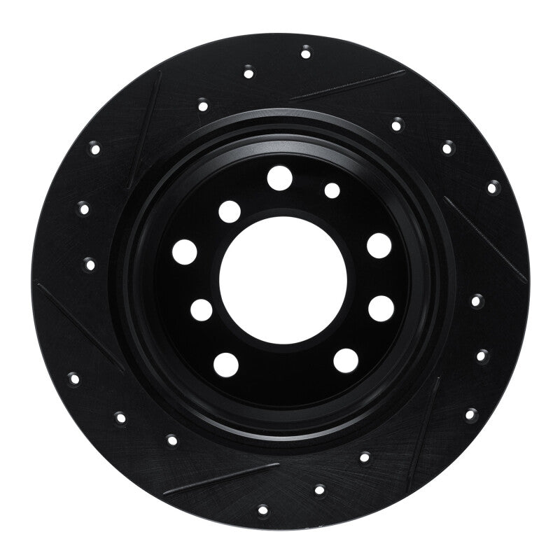 R1 Concepts R1 69-81 BMW BAVARIA Rear Right Drilled & Slotted Black Brake Rotor