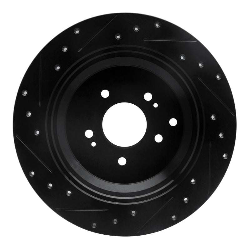 R1 Concepts R1 07-12 Hyundai Veracruz Rear Right Drilled & Slotted Black Brake Rotor